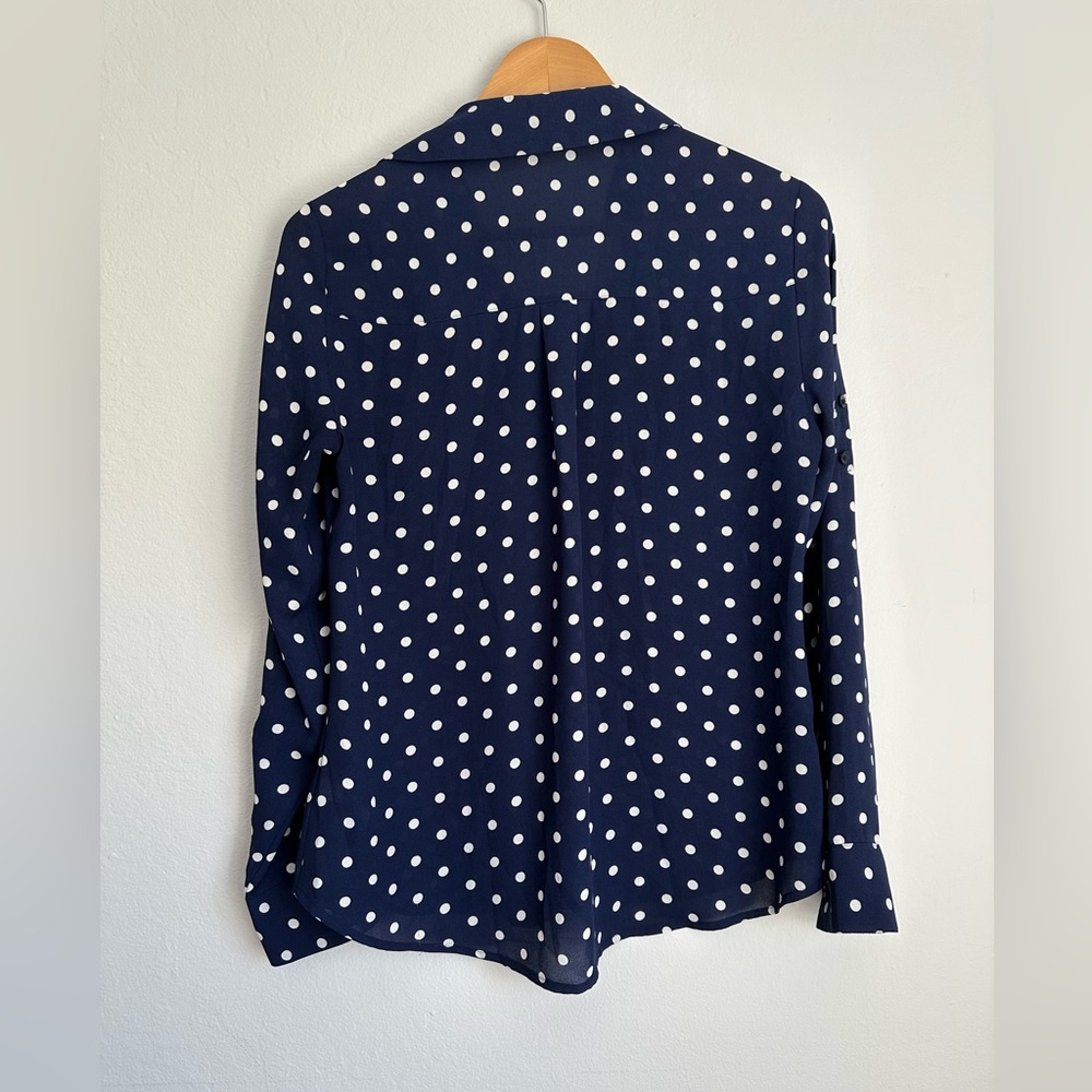 Express Navy Polka Dot Women's Top - Picture 2 of 5